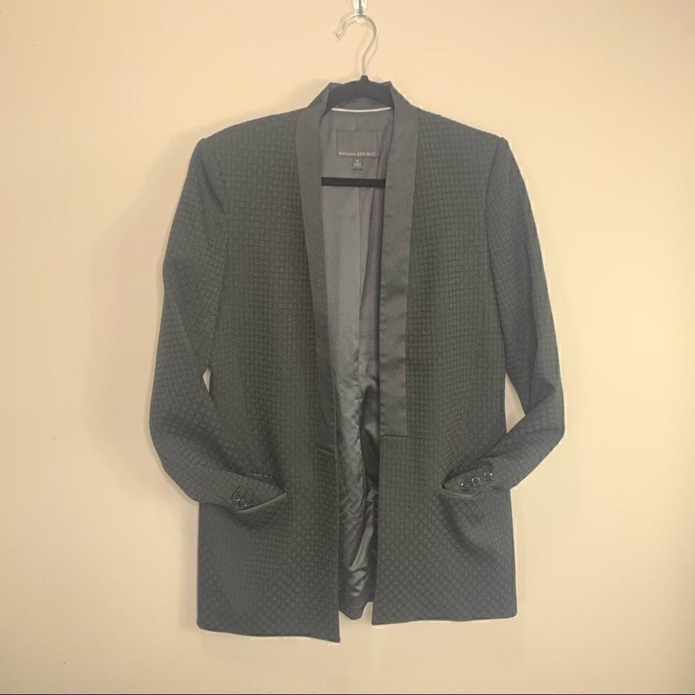 Banana republic black blazer jacket satin texture